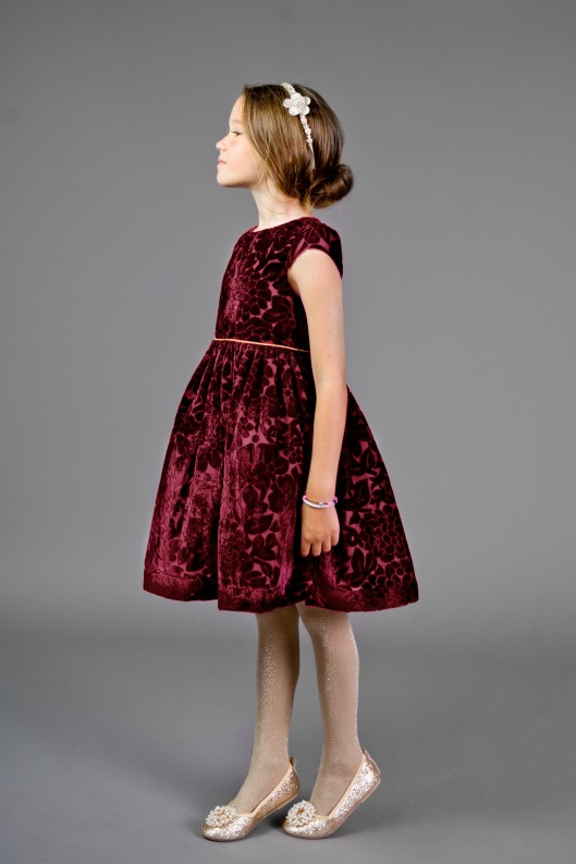 innocence rochie floral velvet-burgundy
